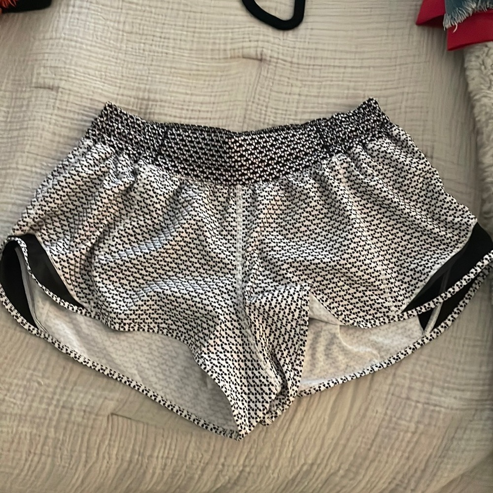 lululemon athletica Black and White Patterned Athletic Shorts